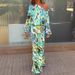 2025 Women's Autumn New Loose Printed Long Sleeve Off-Shoulder Top And Half-Length Mermaid Skirt Set_ecoleips.com