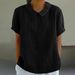 K New Loose Collared Shirt, Women's Short Sleeved Top_ecoleips.com