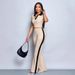 Women's Summer Outfit Set – Slim Fit Short Sleeve Color Block T-Shirt & Pants | Scandinavian Minimalist Style | Stretch Polyester-Spandex (S-XXL)_ecoleips.com