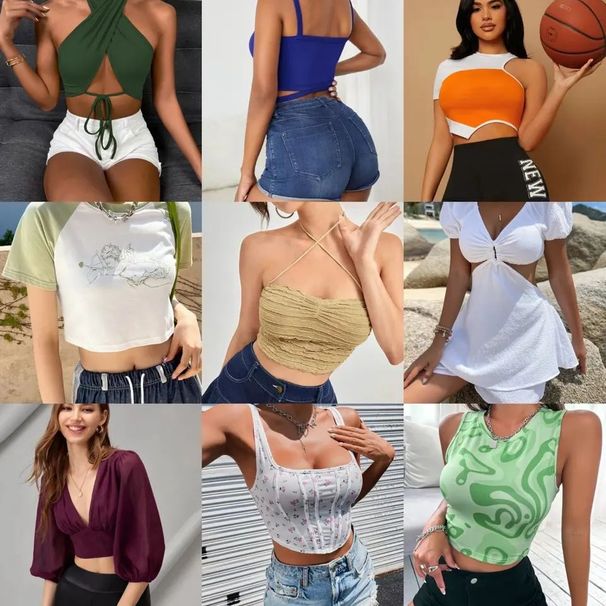 BM Style Women's Short Top With Retro Angel Pattern Light Blue Patchwork Short Sleeves_ecoleips.com