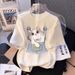 Summer Kitten Short Sleeve T-Shirt For Women Pure Cotton Unique Design Versatile Youthful Style Half Sleeve Top_ecoleips.com