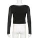 Women's Slim Fit Long Sleeve round Neck Top Sexy Letter Print European American Style Fashionable And Versatile Dark Color_ecoleips.com