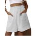 2025s 2025 New Women's Cotton Linen High Waist Fashion Plus Size Wide Leg Casual Shorts_ecoleips.com
