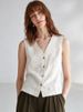 Women's Old Fashioned Linen Vest V Neck Sleeveless Top for Commuting Summer Style Luxurious Relaxed Casual_ecoleips.com