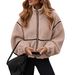 Unisex Fleece-Lined Collar Coat – Color-Block Polyester Jacket For Men & Women (S-XXL, 5 Neutral Tones)_ecoleips.com