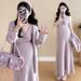 Autumn New Korean Fashion 3D Crochet Vest Dress Maternity Two-Piece Set_ecoleips.com