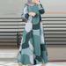 In Stock Cross-Border New Printed Middle Eastern Muslim Malay Full Sleeve Round Neck Robe Long Dress Factory Wholesale_ecoleips.com