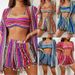 Women's Clothing Sunscreen Cover Up Sexy Tassel Bikini Four Piece Swimsuit Set_ecoleips.com