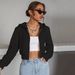 Voya Women's Fashion Design Sense Hooded Sweatshirt With Spring And Summer Zipper Cardigan Short Top_ecoleips.com