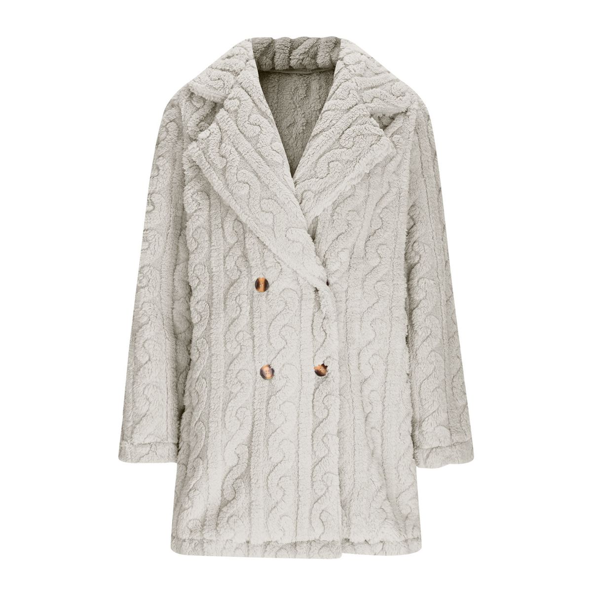 K Women's Plush Coat Comfortable Casual Warm Double-breasted Long Coat With Suit Collar_ecoleips.com