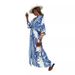Foreign Trade 2025 European And American Spring/Summer New Elegant V-neck Short-sleeve Printed Slit Maxi Dress_ecoleips.com