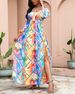 Fashion Printed Three-color Loose Dress_ecoleips.com
