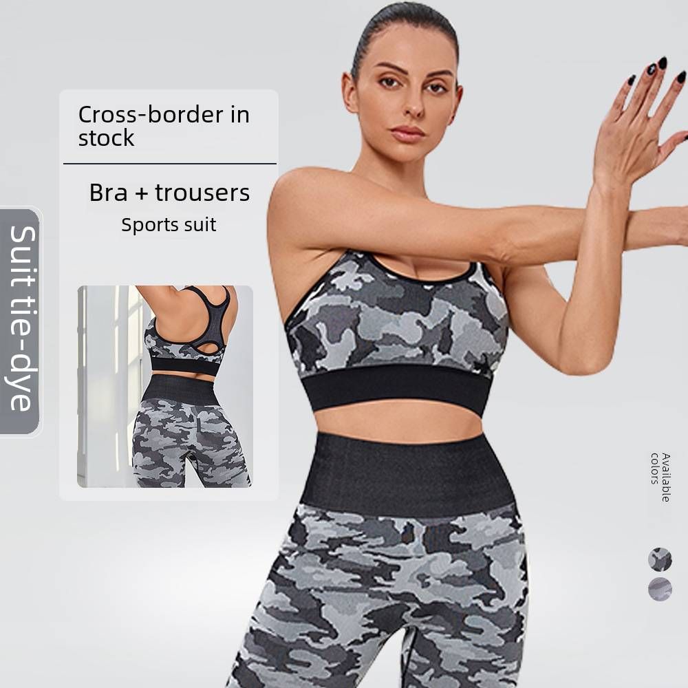 Women's Clothing Seamless Yoga Suit Sweat-absorbent Hip-lifting High-waist Fitness Pants Women's Shockproof Sports Bra Fitness Suit_ecoleips.com