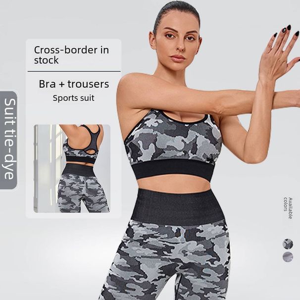 Women's Clothing Seamless Yoga Suit Sweat-absorbent Hip-lifting High-waist Fitness Pants Women's Shockproof Sports Bra Fitness Suit_ecoleips.com