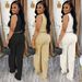 Women's Casual V-Neck Button-Up Top & Long Pants Set - Breathable Polyester Blend Comfortable Office Wear & Daily Outfit (Black, Beige, White, S-XXL)_ecoleips.com