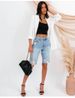 Women'sClothing High Elastic Small Feet Pants Mid Waist Quarter Pants Perforated Jeans_ecoleips.com