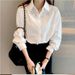 Women's Basic Long Sleeved White Shirt Versatile New Style Retro Work Uniform Top For Inner Wear_ecoleips.com