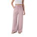 2025 High Waist Drawstring Side Pocket Casual Linen Flowy Wide Leg Beach Pants Elastic_ecoleips.com