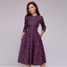 A-word Tutu Skirt, Retro Small Floral Seven-quarter Sleeve Crew Neck Dress Women's Clothing_ecoleips.com
