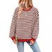 Women's Oversized Stripe Sweatshirt Fall Winter Casual Long Sleeve Pullover Hoodie Fashion Streetwear Loose Fit Cotton Blend_ecoleips.com