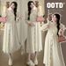 Real Shot In Stock Spring New Elegant Loose Slimming Long Maternity Dress_ecoleips.com
