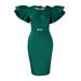 D580 European And American Cross-Border Summer Round Neck Ruffle Sleeve Rhinestone Bodycon Party Banquet Hollow Out_ecoleips.com