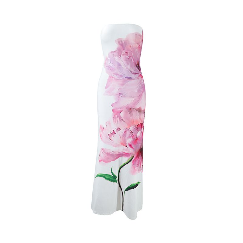2025 Summer New High-end Temperament Sexy Tube Top Slim-fitting Long Holiday Dress_ecoleips.com