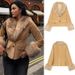 Faux Fur Blazer Women's Slim Fit Velvet Winter Coat Long Sleeve Streetwear Fashion Jacket For Fall & Winter_ecoleips.com
