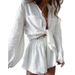 Women's Clothing Casual Solid Color Ruffled Shorts Shirt Fashion Suit Female Two Piece Suit_ecoleips.com