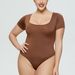 Women's Clothing women's fashion square neck tight jumpsuit solid color sexy slim fit large size short sleeved T shirt ladies jumpsuit_ecoleips.com