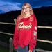 Women's Clothing Women's Red Hot Girl Off-Shoulder Sweatshirt Style Early Autumn Letter Color Block Print One-Shoulder Long Sleeve Loose Top_ecoleips.com