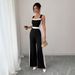 Women's Spring/Summer Resort Style Temperament Color-Block Sleeveless Wide-Leg Jumpsuit American Clothing_ecoleips.com