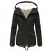 Women's Hooded Winter Coat With Drawstring Waist - Thick Cotton-Padded Jacket For Cold Weather - Streetwear Fashion In Pink, Red, Black, Navy_ecoleips.com
