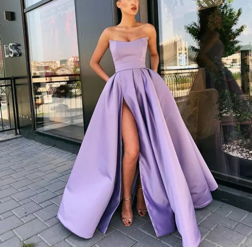 Women's Clothing Dress Performance Costume Sexy Top Slit Long Banquet Host Evening Dress_ecoleips.com