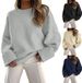 Oversized Crewneck Sweater – Trendy Streetwear Knit Top For Women (10 Colors, S-XL, Soft Acrylic-Polyester Blend, Relaxed Fit)_ecoleips.com