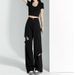 Blue Ripped Denim Women's High Street Straight-leg Distressed Summer Thin Loose Drapey High-waisted Wide-leg_ecoleips.com
