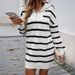 Autumn/Winter Women's Casual Two-Color Striped Long-Sleeve Sweater Dress_ecoleips.com