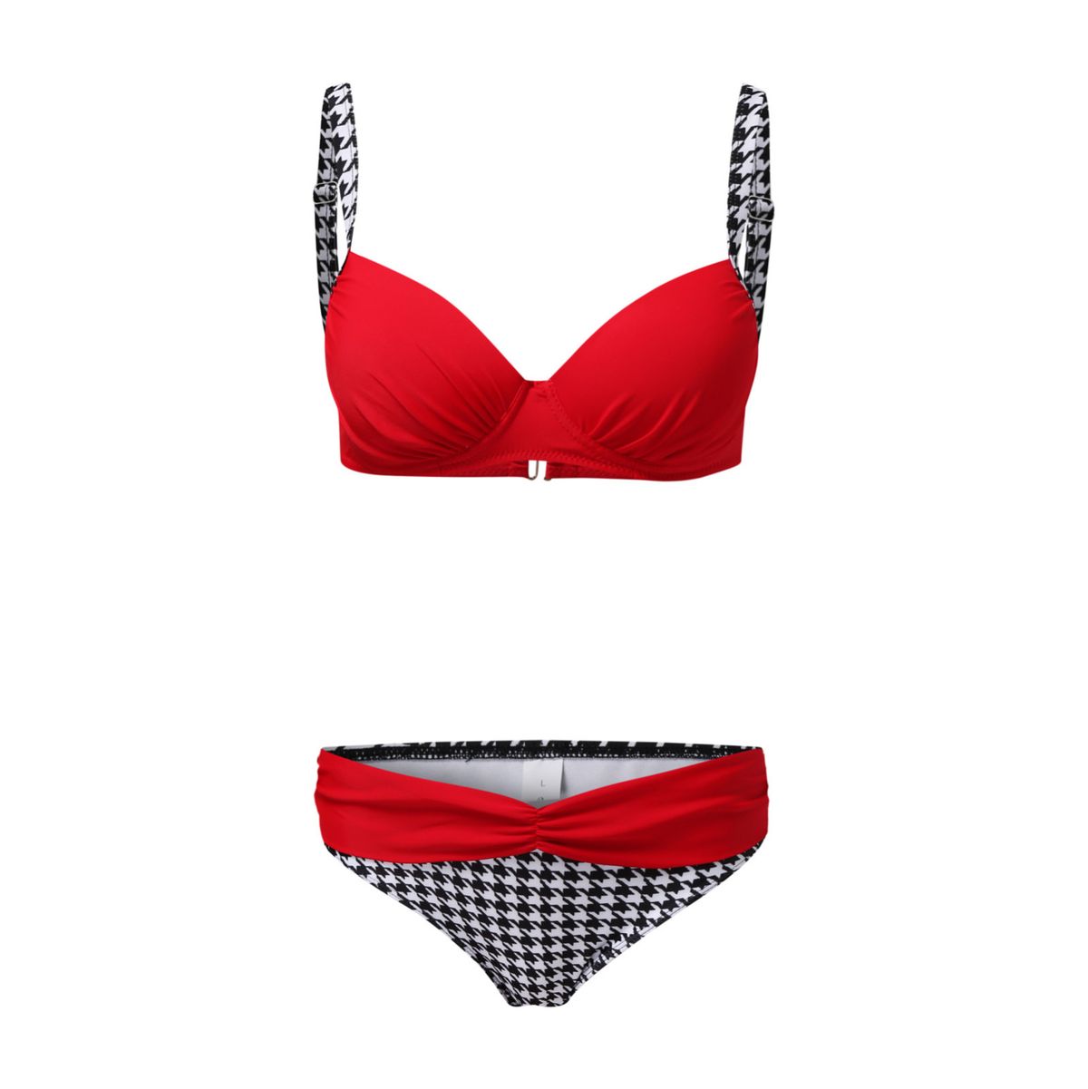 Women's High-Waisted Split Swimsuit Sexy Bikini Cross-Over Hard Underwire European American Style_ecoleips.com