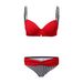 Women's High-Waisted Split Swimsuit Sexy Bikini Cross-Over Hard Underwire European American Style_ecoleips.com