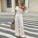Elegant Satin Jumpsuit – Wide-Leg Palazzo Pants With Mock Neck & 3/4 Sleeves, Beige/Brown, S-XL, For Office & Evening_ecoleips.com