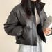girl Korean Chic Autumn Winter Youthful Retro Elegant Loose Versatile Thickened Short PU Leather Jacket Cotton Padded Coat_ecoleips.com