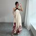 Elegant Halter Neck Backless Maxi Dress With Bow Tie Back And Flared Skirt For Summer Vacation & Evening Parties_ecoleips.com