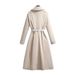 Women's Trench Coat – Oversized Mid-Length Jacket With Belt & Scarf, Lightweight Polyester Coat For Spring & Fall (S-4XL, 3 Colors)_ecoleips.com
