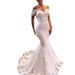 Women’s Clothing Fishtail wedding dress new bride wedding one shoulder backless lace slim simple trailing court style_ecoleips.com