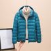 Women's Lightweight Down Jacket With White Duck Feather Filling, Slim Fit Short Puffer Coat For Winter, Fashionable Zipper Design_ecoleips.com