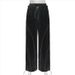 Women's Clothing New Hot Girl High Waist Drawstring Elastic Waist Pig Nose Buckle Leg Trousers Wide Leg_ecoleips.com