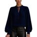 French Style Lantern Sleeve Blouse For Women - Elegant Tie Detail Office Shirt, Chic Ruffle Cuff Pullover Top_ecoleips.com