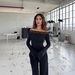 Women's Clothing Off-Shoulder Slim Fit Top For Women Sexy Eyelash Lace Trim Top Ins Style_ecoleips.com