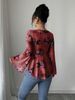 K New Design Sweet Floral Blush Tie-Up Square-Neck Long Sleeve Shirt_ecoleips.com