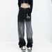 Pear-shaped Body Black Gradient Jeans Women Autumn Winter New Fat Sister Mm High Waist Slimming Straight-leg Wide Leg_ecoleips.com
